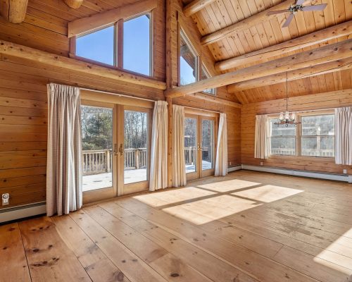 An interior of a wooden house